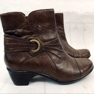 Clark's Ankle Boots Leather Zipper Buckle Booties